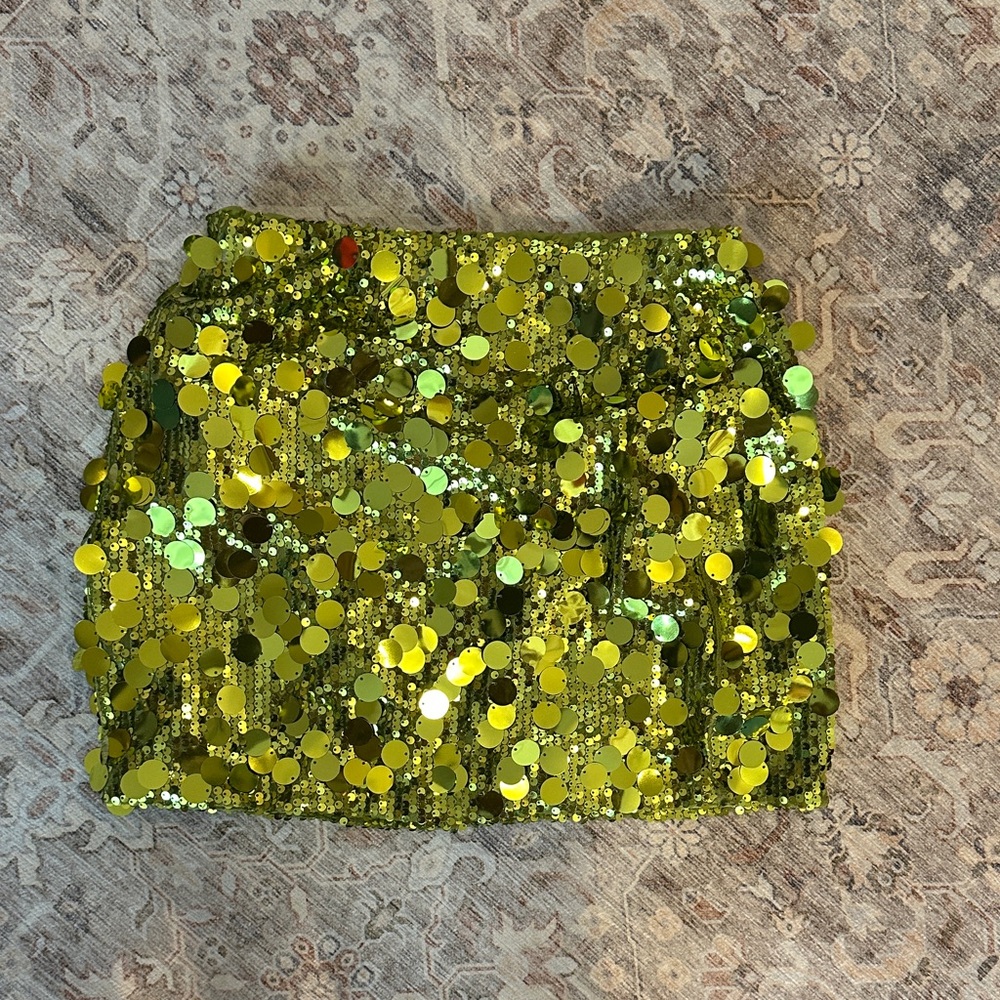 SHEIN Glittering Sequin Mini Skirt in Lime